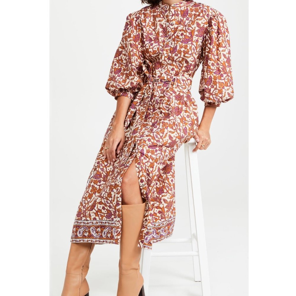 Love the label Mabel Khaki Puff Sleeve Midi Dress